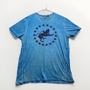 Y2K Parasuco Retro Chimera Logo Print Men’s XL distressed Faded Blue Graphic Tee